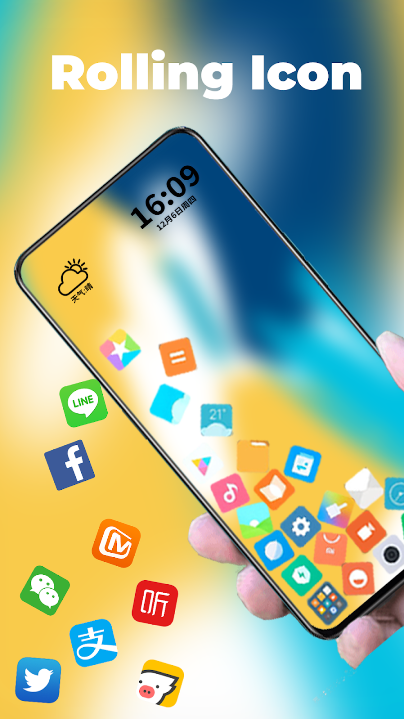 مراجعة تطبيق Rolling icons - App and photo : اجعل شاشة هاتفك أكثر تفاعلية وحيوية 1 تطبيق Rolling icons - App and photo