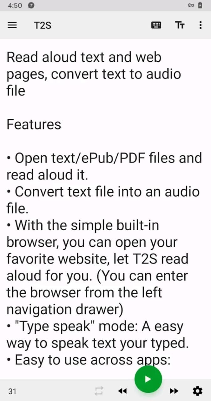 مراجعة تطبيق T2S: Text to Voice/Read Aloud: تحويل النص إلى صوت بسهولة 4 تطبيق T2S: Text to Voice/Read Aloud